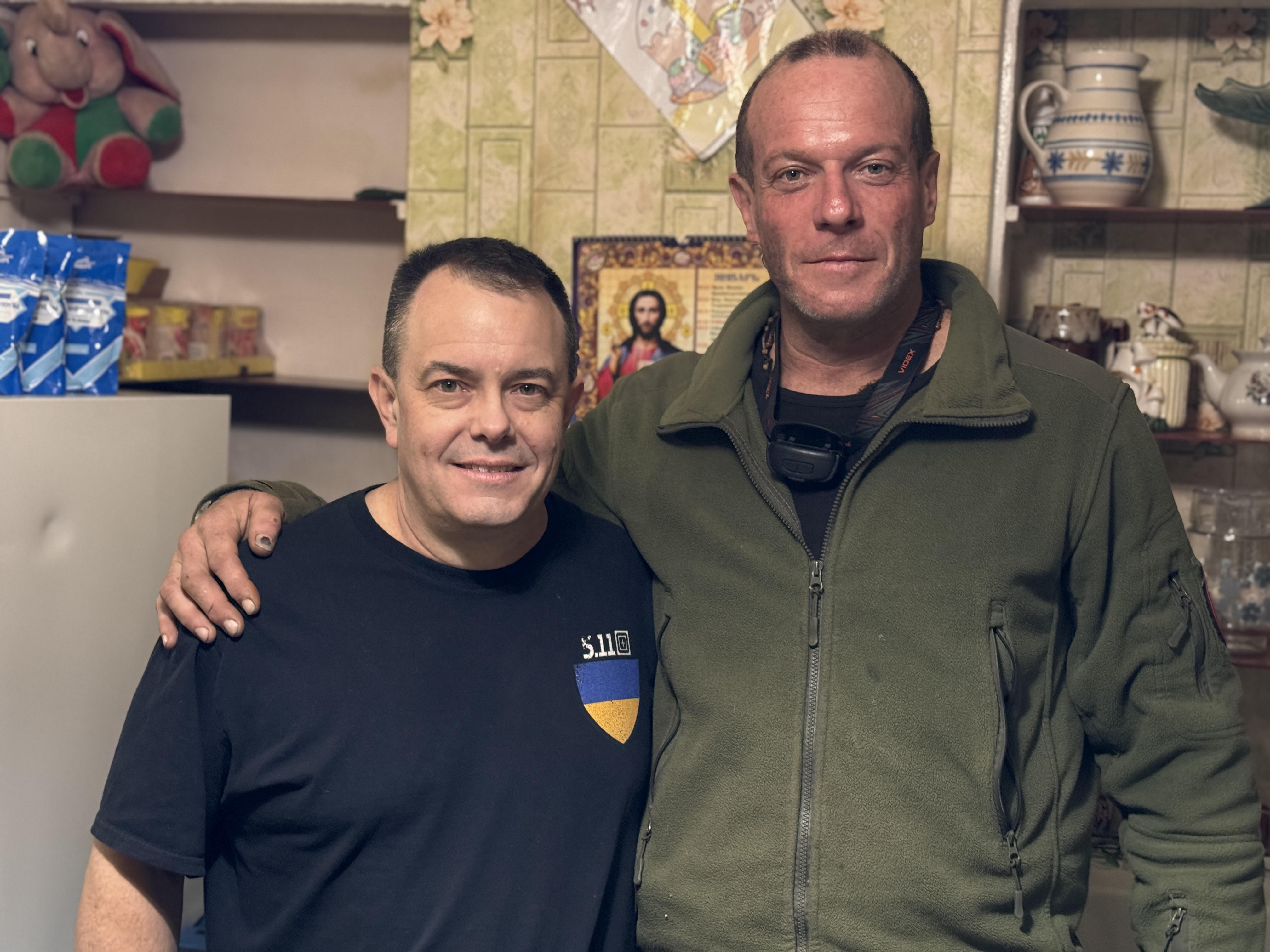 Project Konstantin founder Peter Fouché with a Ukraine supporter in eastern Ukraine
